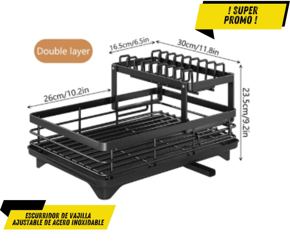 Escurridor de vajilla ajustable de acero inoxidable®