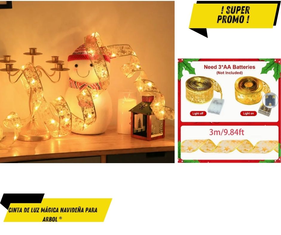 Cinta de Luz Mágica Navideña para arbol ® Incluye Baterias