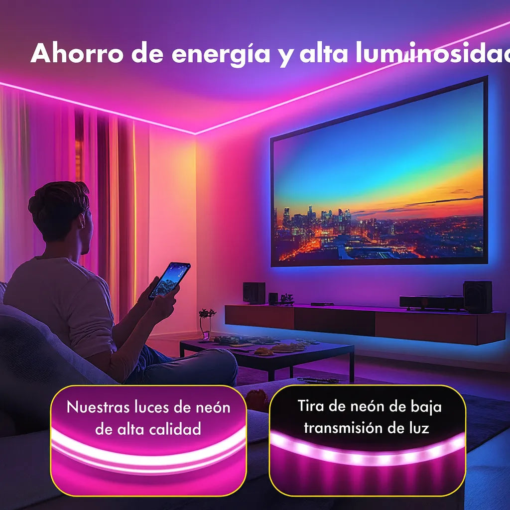 Manguera LED Neón 10 m Exterior – Multicolor, Impermeable y Rítmica®