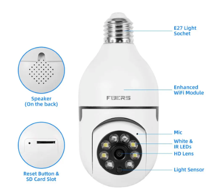 Cámara de Seguridad Wifi Tipo Bombillo - HD 1080P