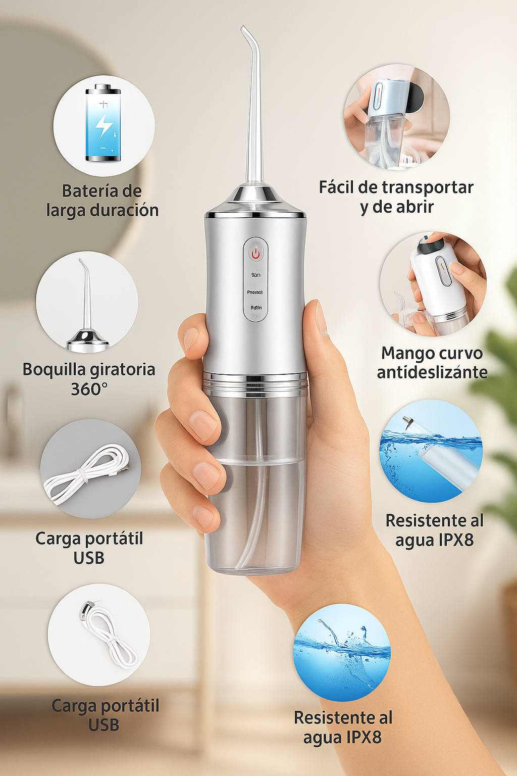 Irrigador Dental Portátil: Potente y Suave®