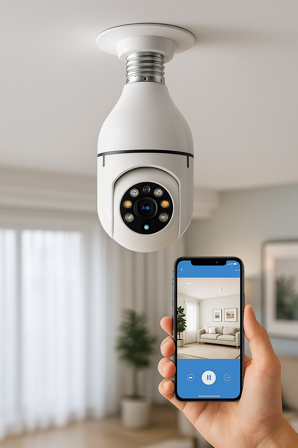 Cámara de Seguridad Wifi Tipo Bombillo - HD 1080P