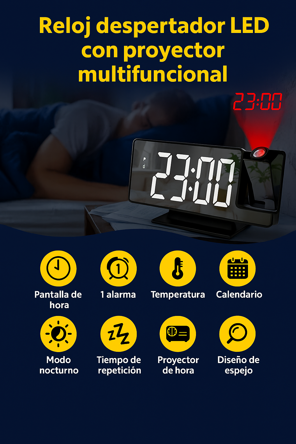 Reloj despertador Digital con proyección Digital alarm clock ®