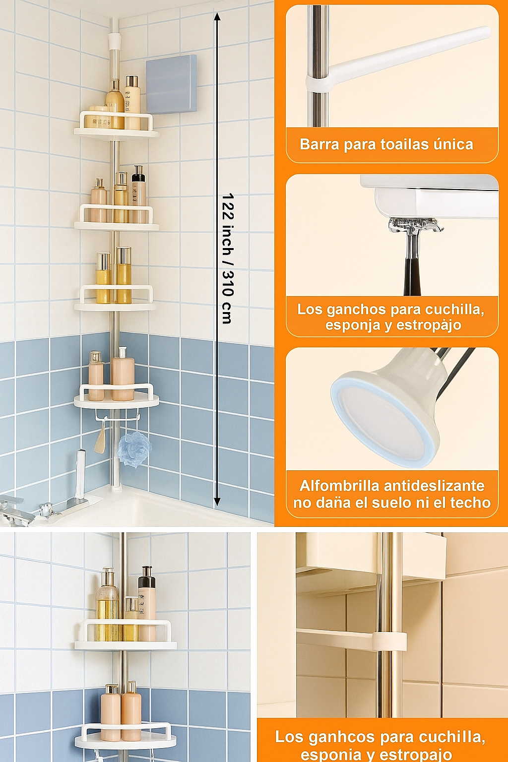 Organizador esquinero para bañera