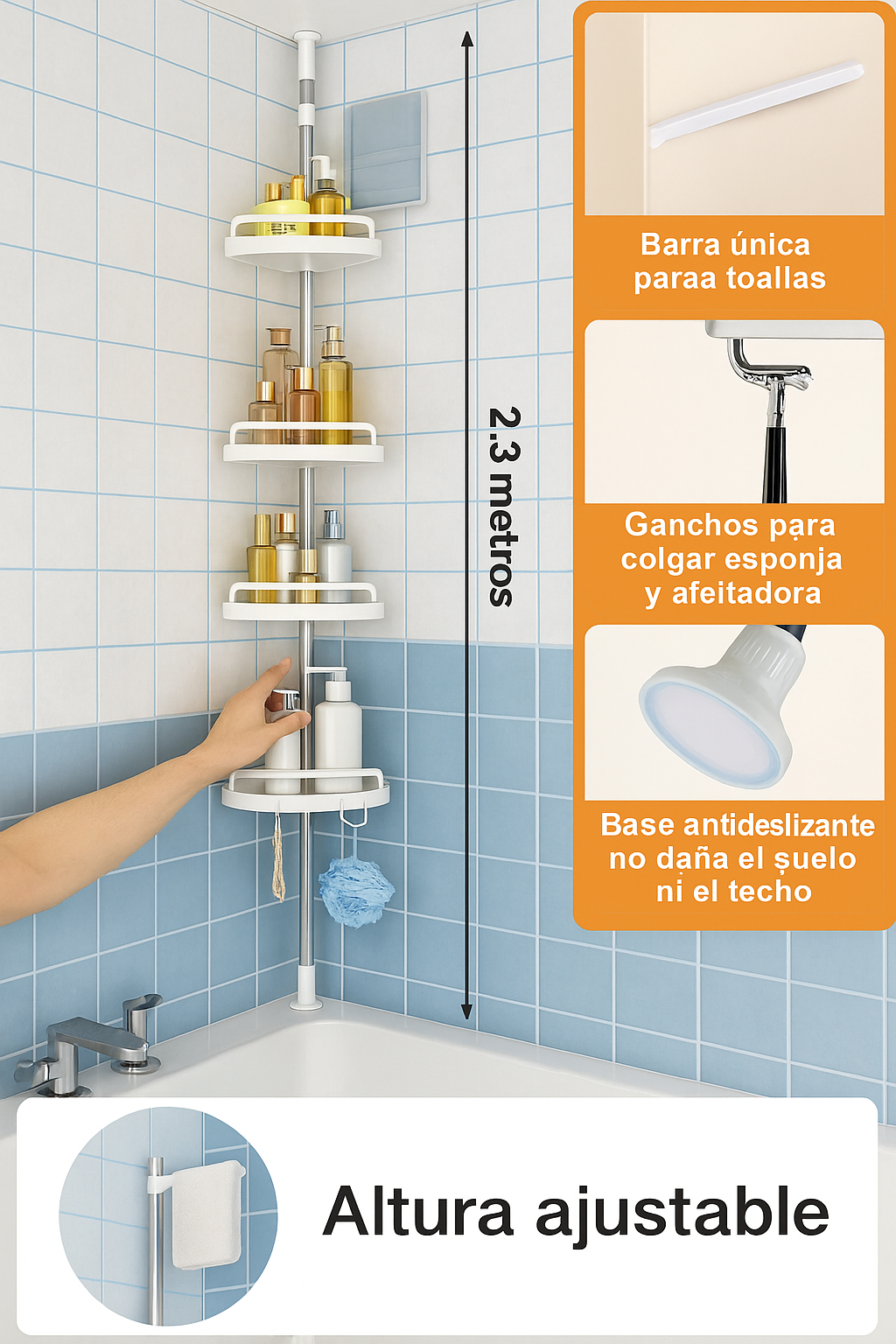 Organizador esquinero para bañera