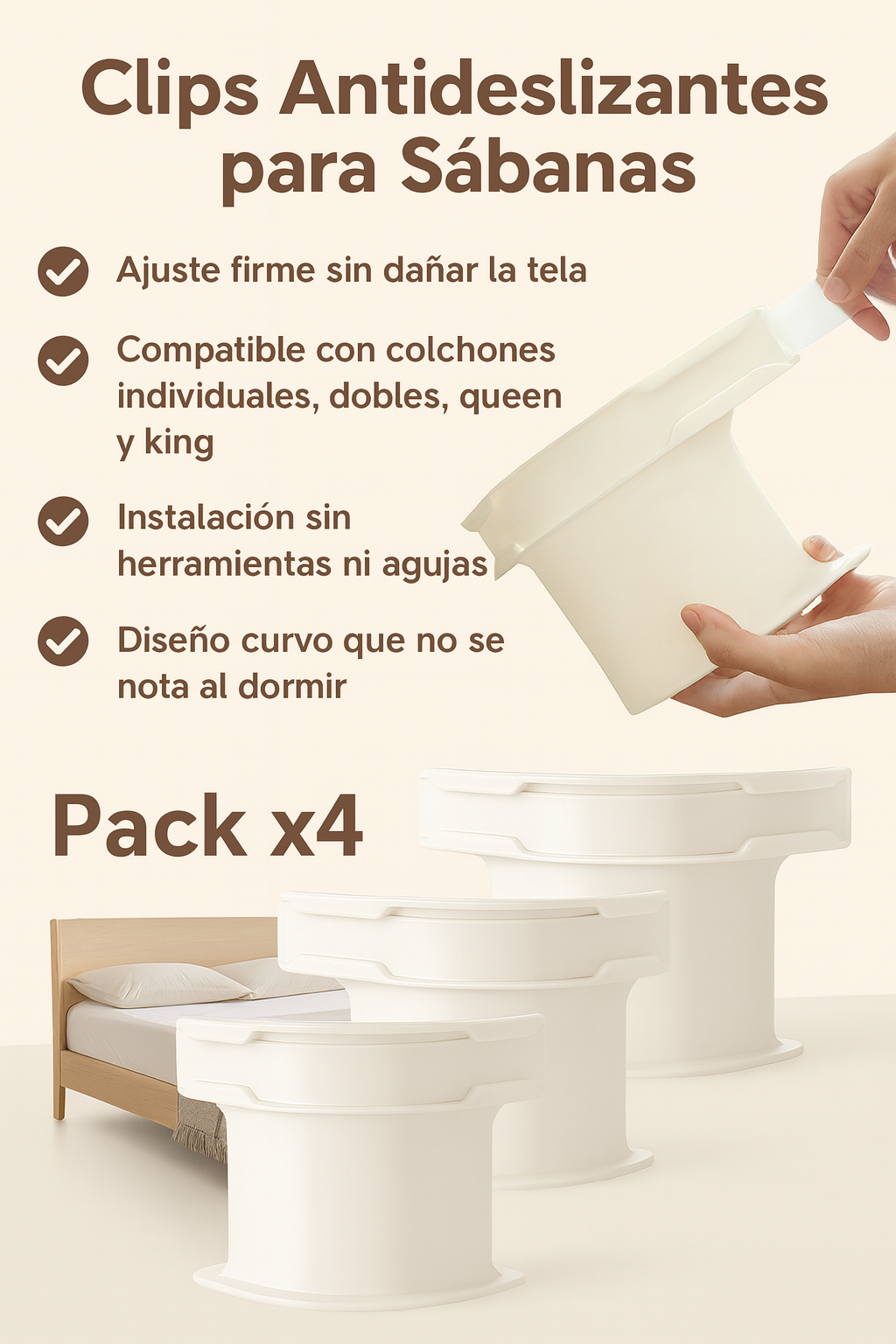 Clips Antideslizantes para Sábanas – Pack x4®