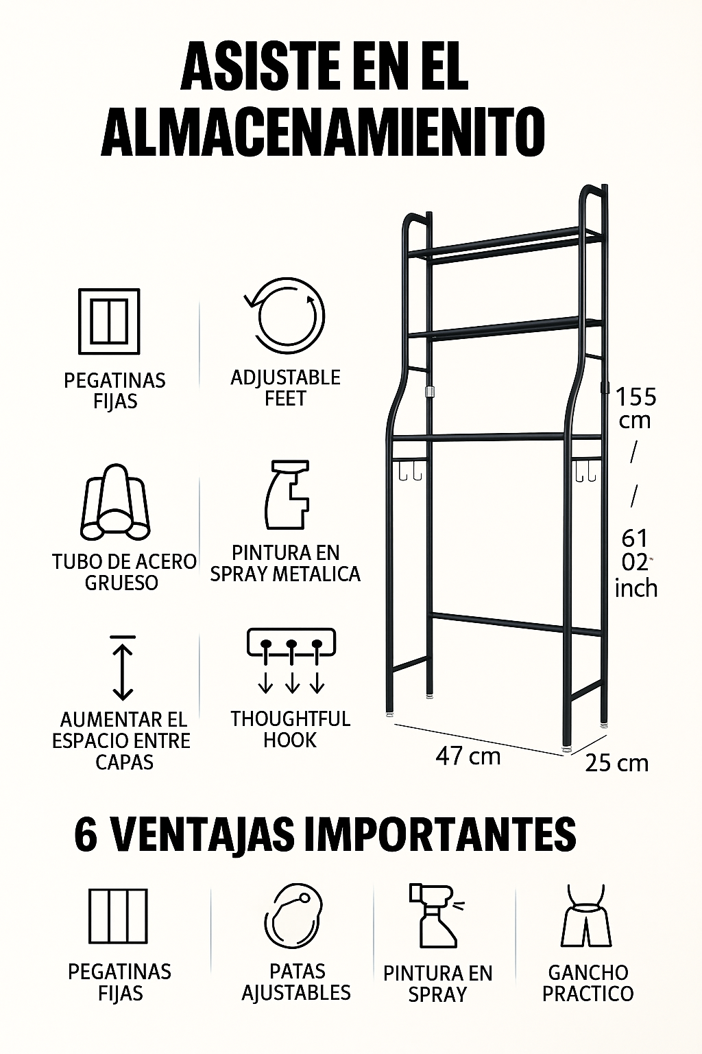 Estante de Almacenamiento para Lavadora de Acero Inoxidable®