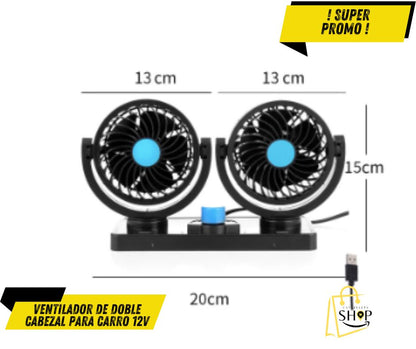 Ventilador de doble cabezal para carro 12V Double fan ®