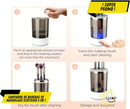 Limpiador de brochas de maquillaje eléctrico 3 en 1 ®