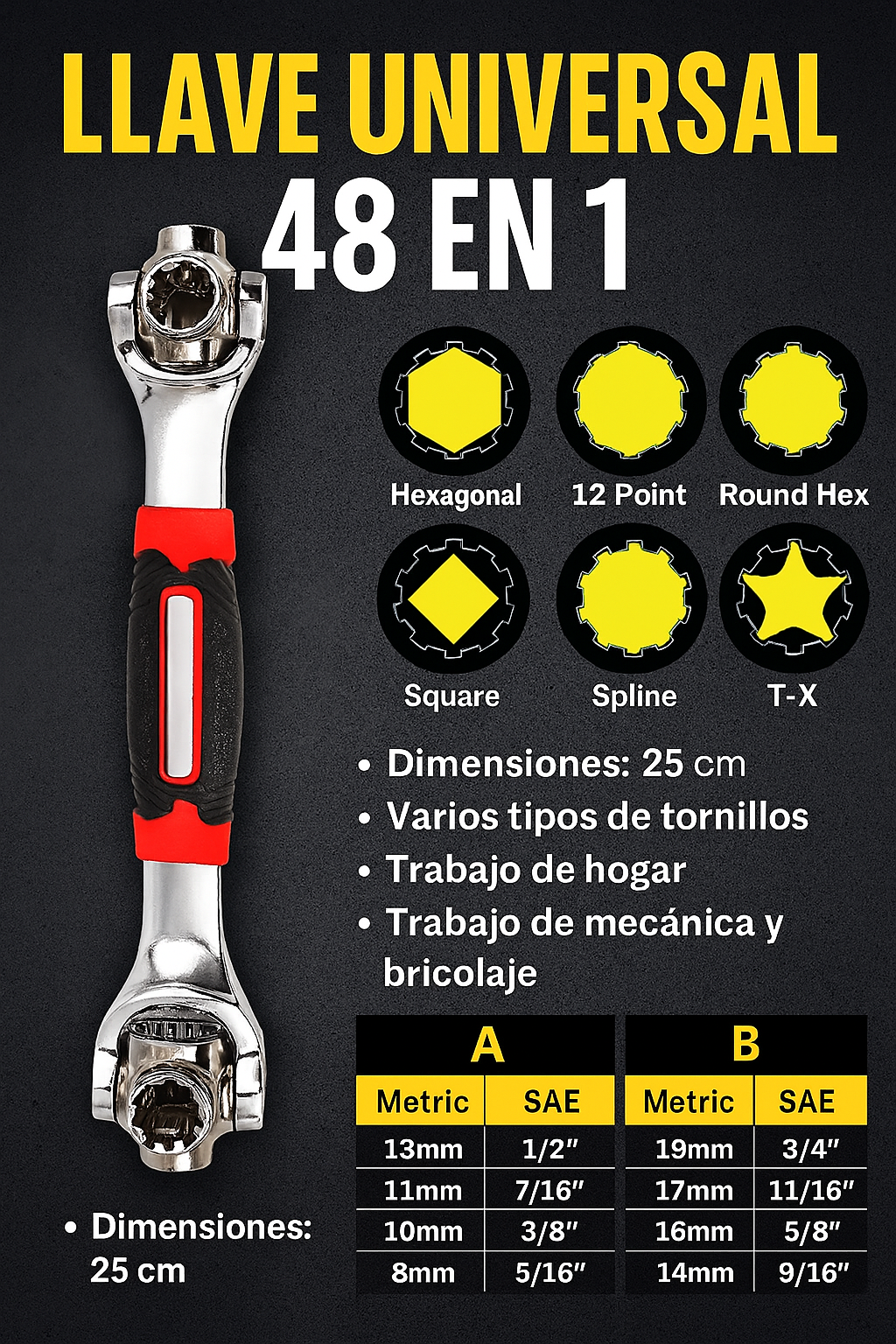 Llave Multifuncional 48 en 1 con Giro 360°®