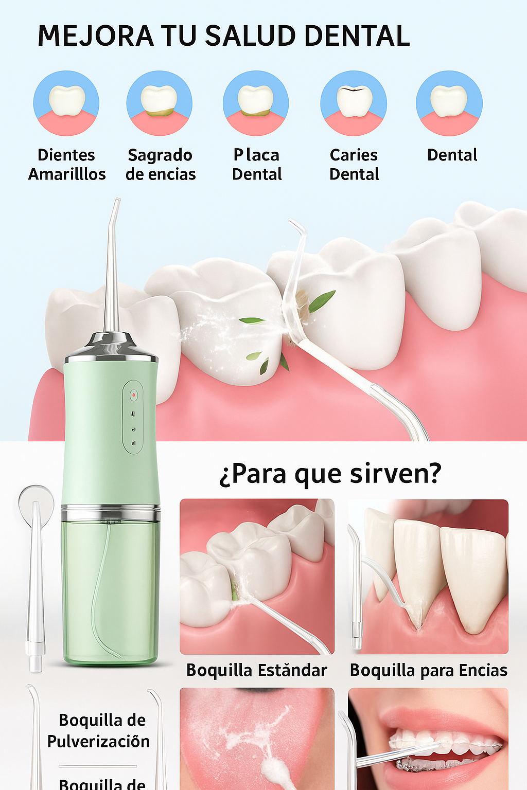 Irrigador Dental Portátil: Potente y Suave®