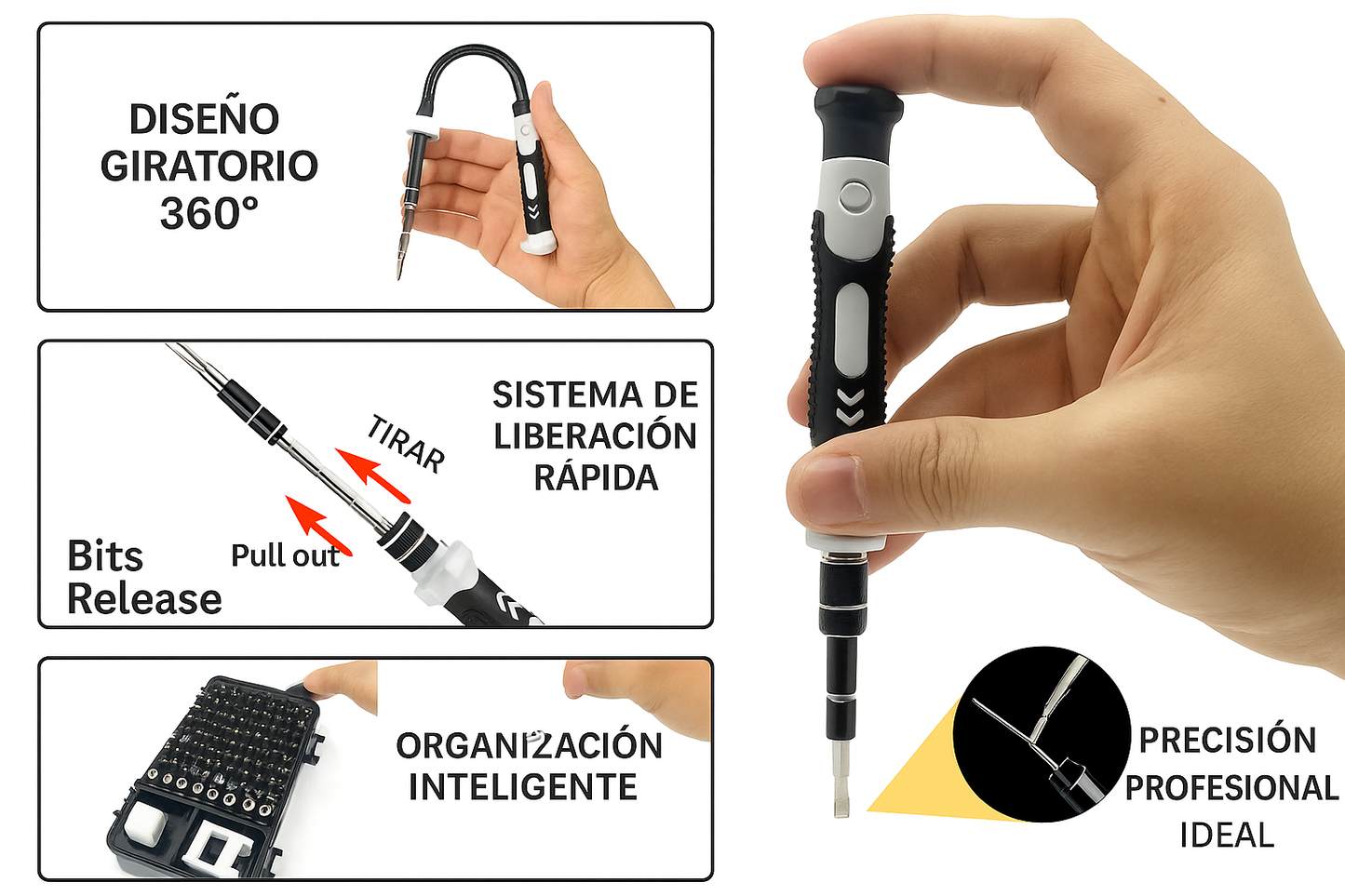 Kit de Destornilladores de Precisión 115 en 1 – Magnético y Multifuncional®
