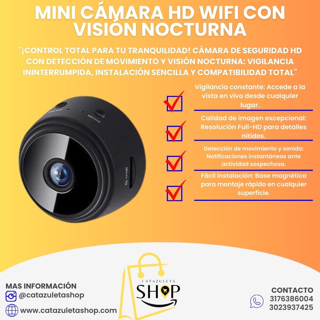 Mini Cámara HD WiFi con Visión Nocturna